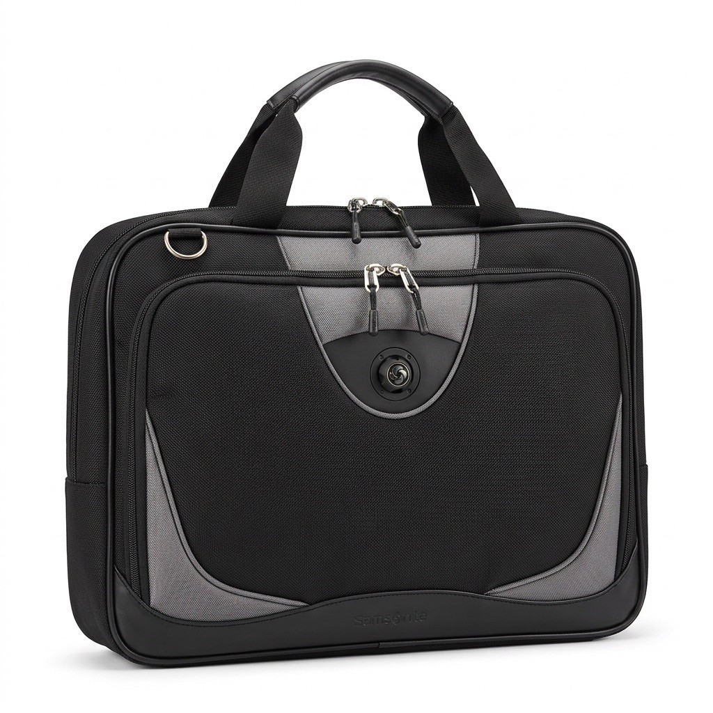 Samsonite Computer Soft Side Briefcase Bag Carry On Black Leather