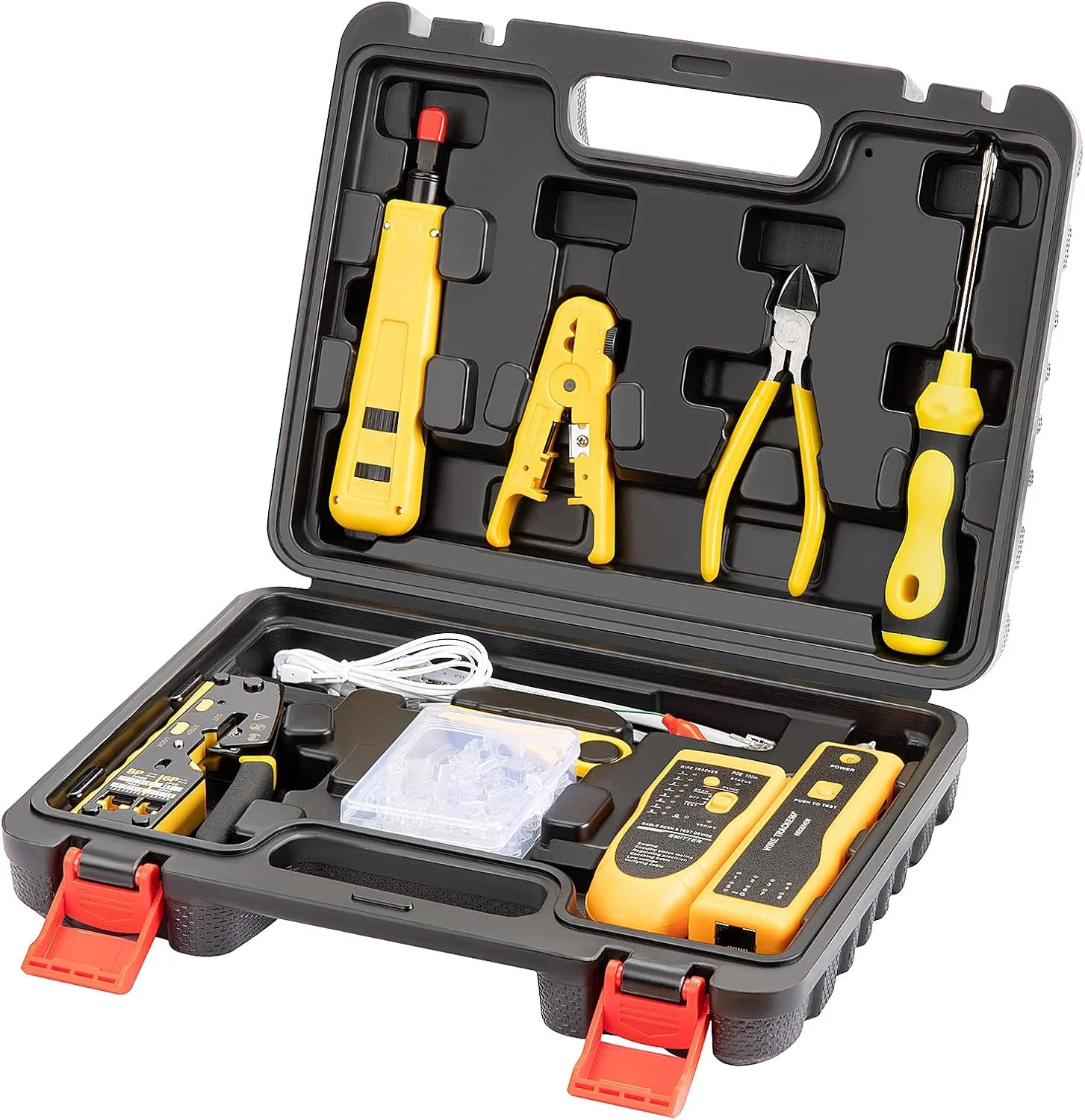Network Tool kit, RJ45 Crimp Tool kit Pass Through Crimper Cat6 Cat5 Cat5e Crimp