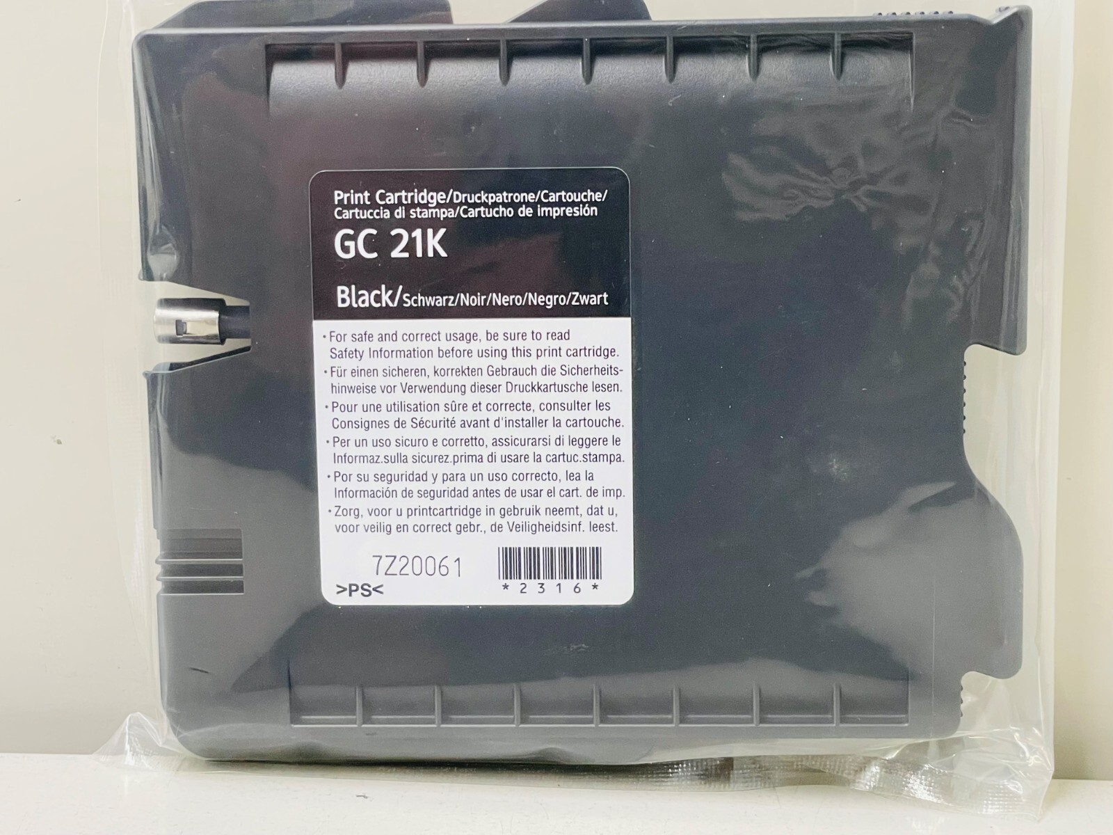  New Genuine Ricoh GC 21 Black Print Cartridge Bag