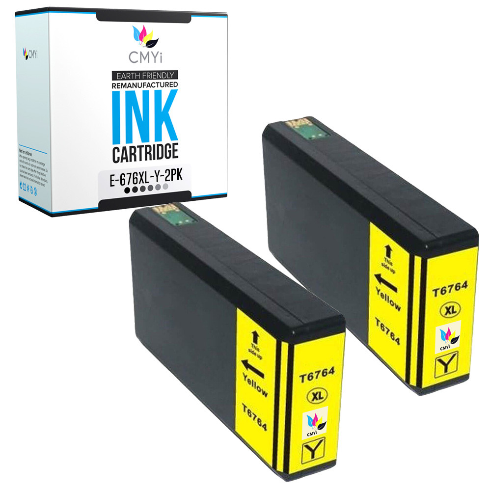 2PK Compatible T676XL Yellow Ink for Epson WorkForce Pro WF-4023 WF-4090 WF-4520