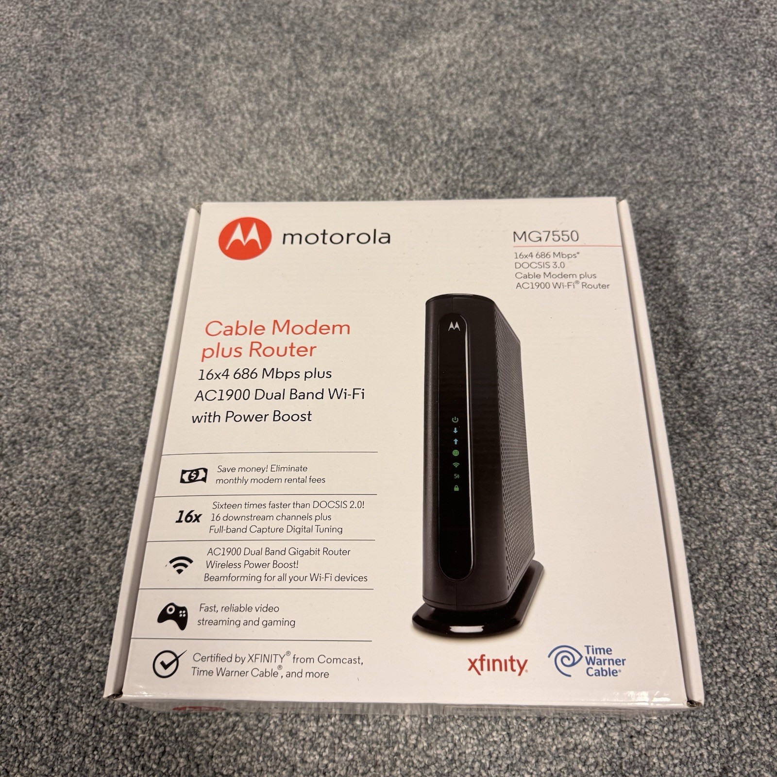 Motorola MG7550 16x4 DOCSIS 3.0 Cable Modem plus AC1900 Wi-Fi Router