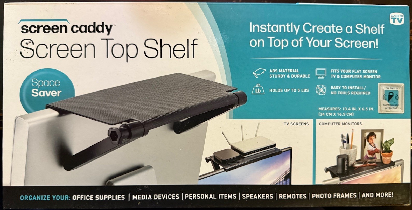 Computer TV Monitor Screen Top Shelf - Space Saving Top Caddy Storage Rack