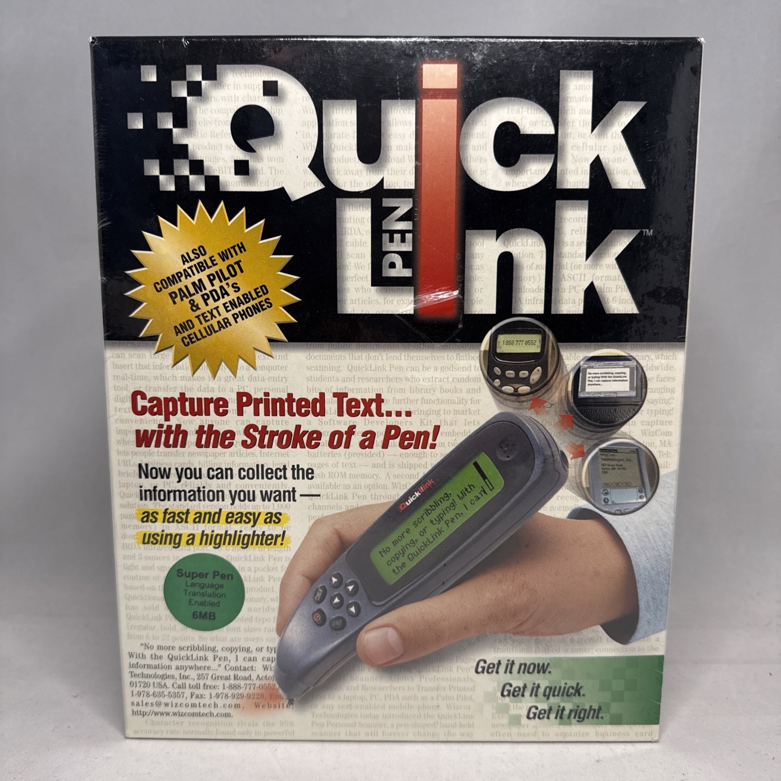 Vintage WizCom Quick Link Pen Handheld Scanner Super Pen 1999 Version New Sealed
