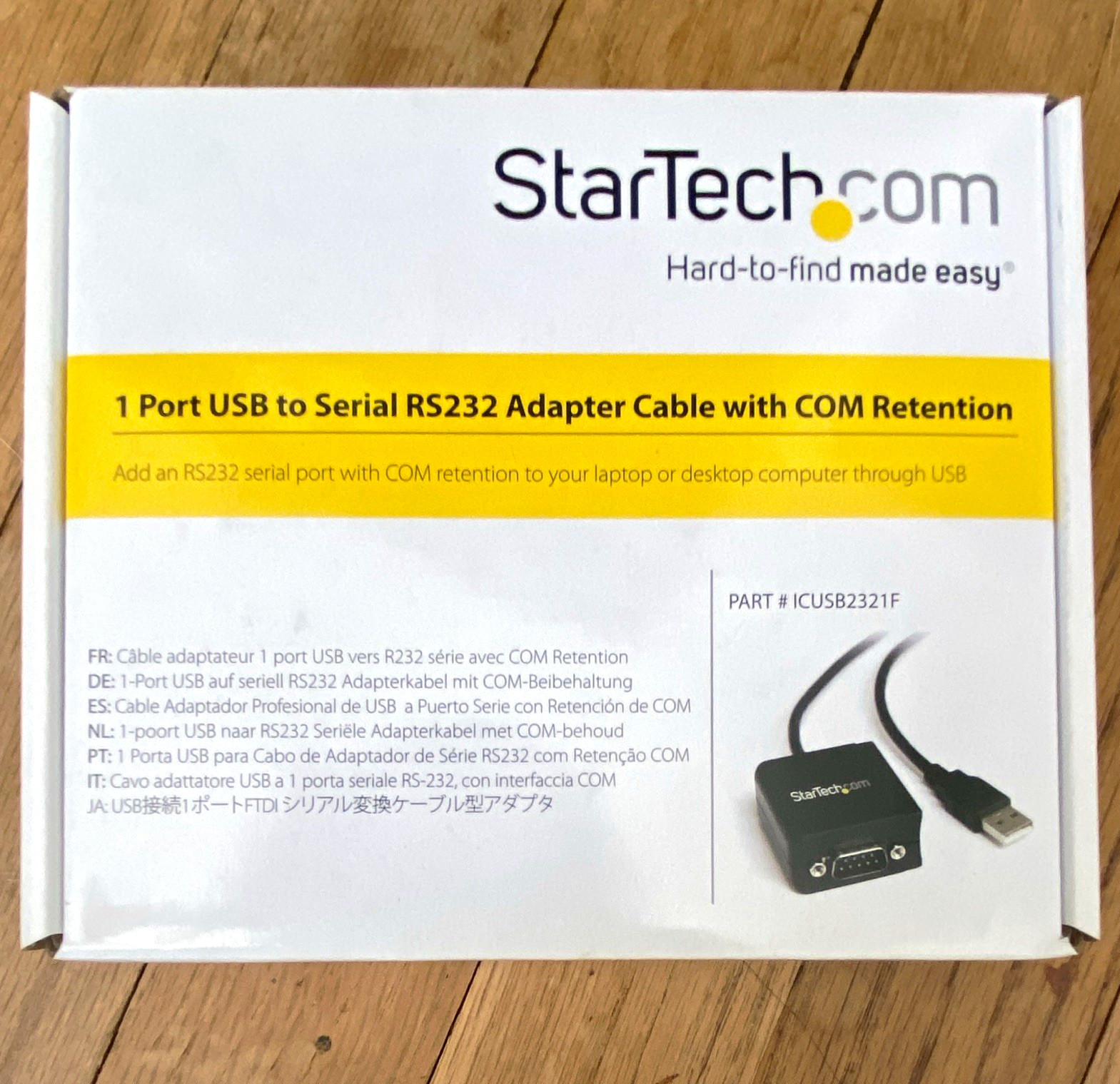 StarTech.com USB-A to RS-232 Serial Adapter Cable, 1-Port COM Retention Black
