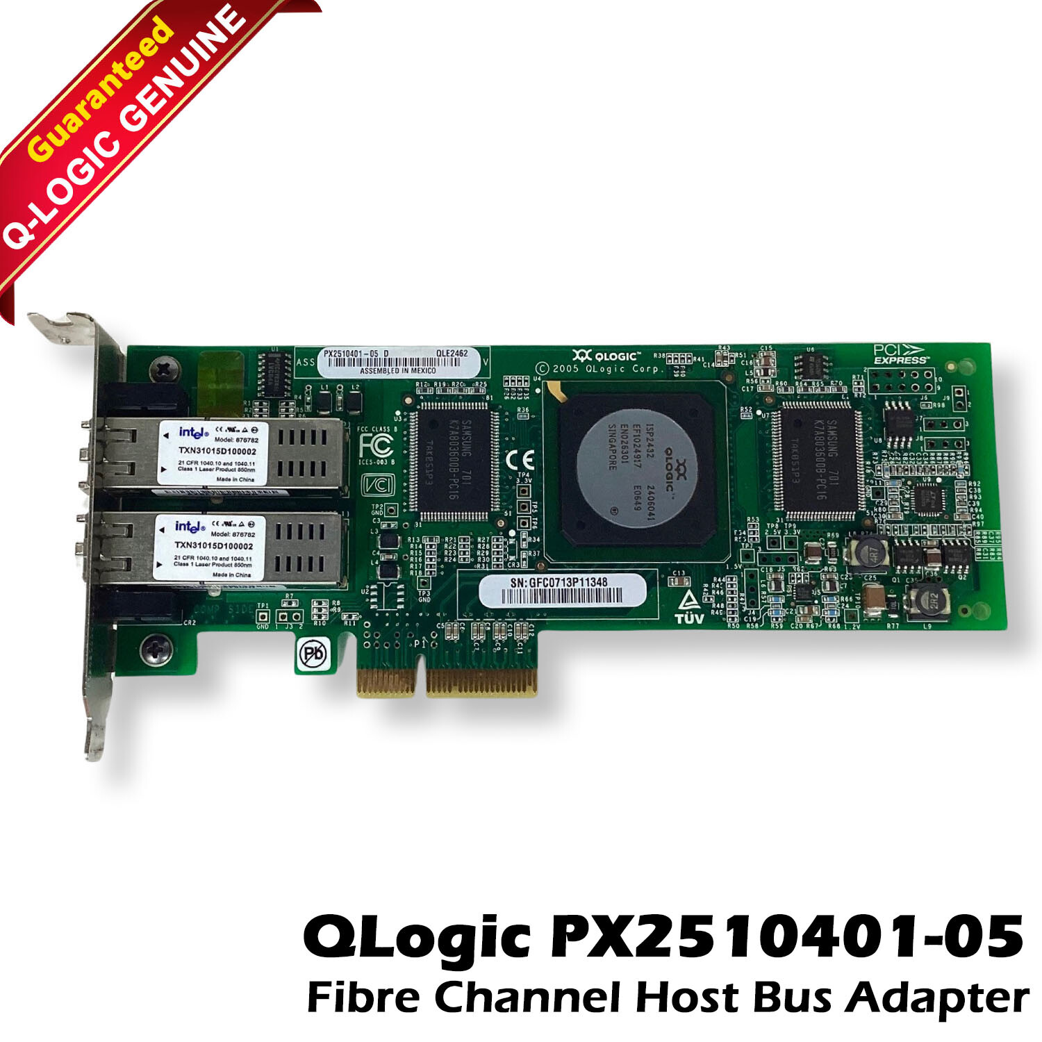 QLogic QLE2462 4Gbps Dual Port Fibre Channel PCIe 4 Network Adapter PX2510401-05