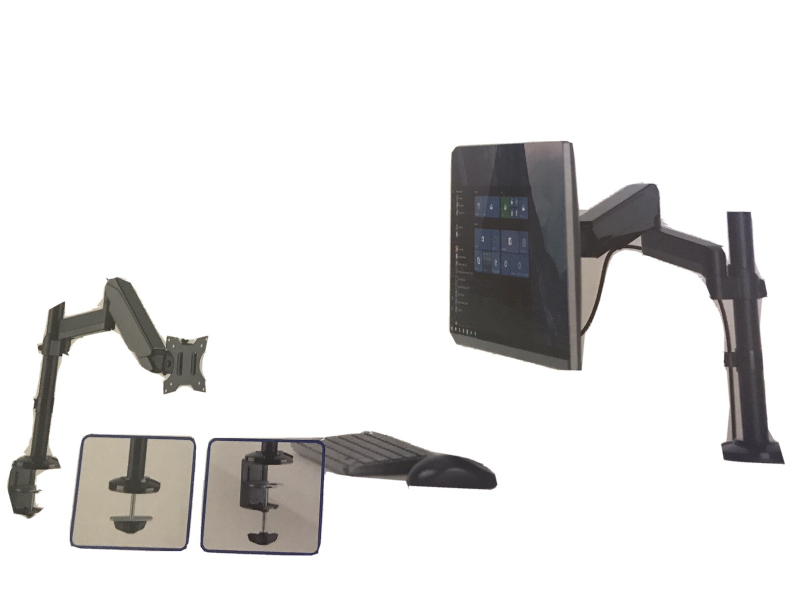 VIVO Single Monitor Stand Desk Mount w/ Pneumatic Spring Arm - Up to 35" Screen