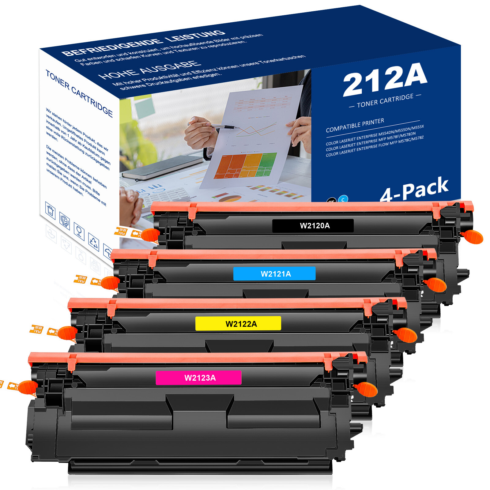 4PK W2120A 212A Toner Compatible With HP Color LaserJet  M578dn M554dn WITH CHIP