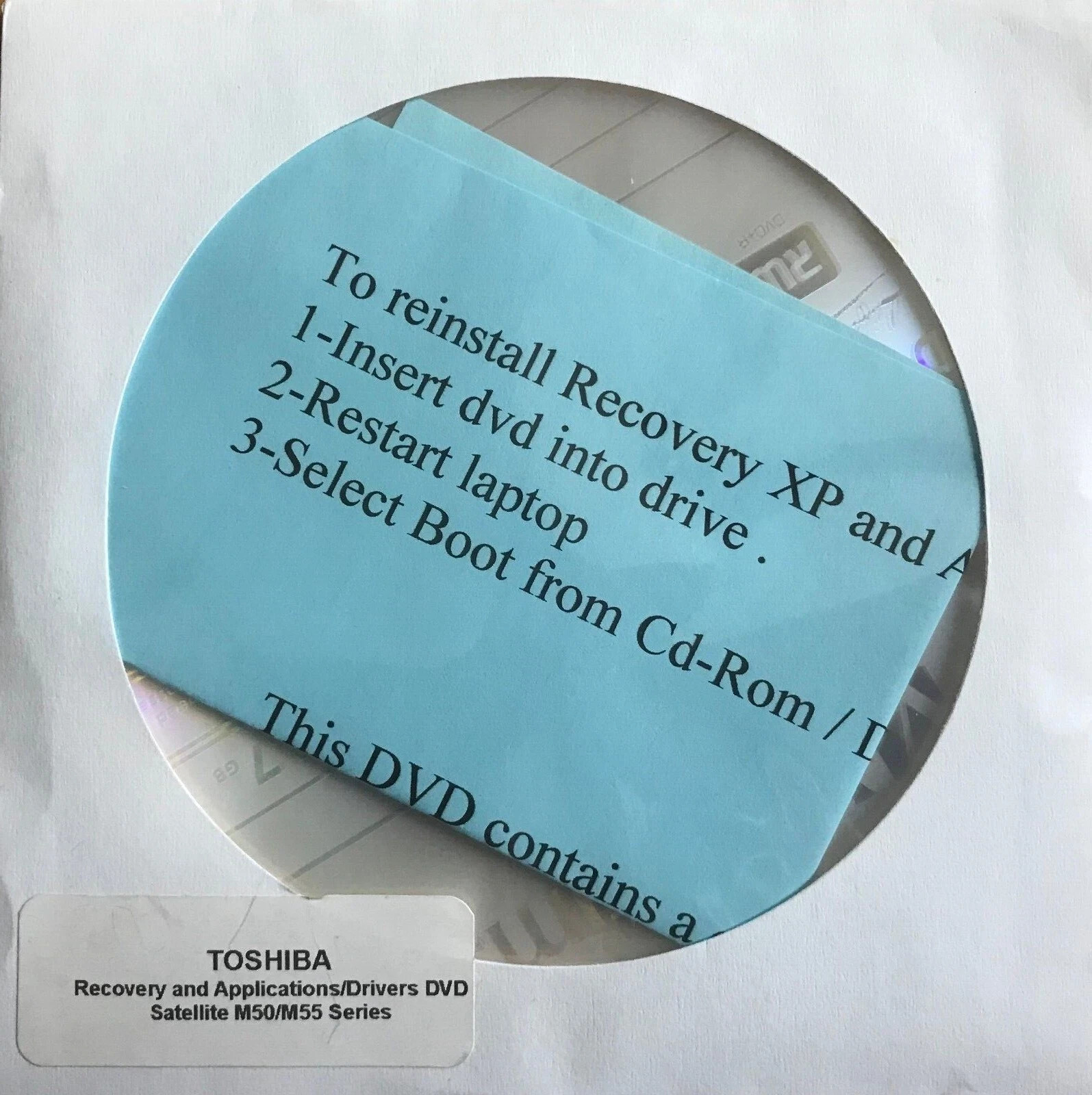 TOSHIBA SATELLITE M50/M55 SERIES RESTORE RECOVERY DISC FOR WINDOWS XP