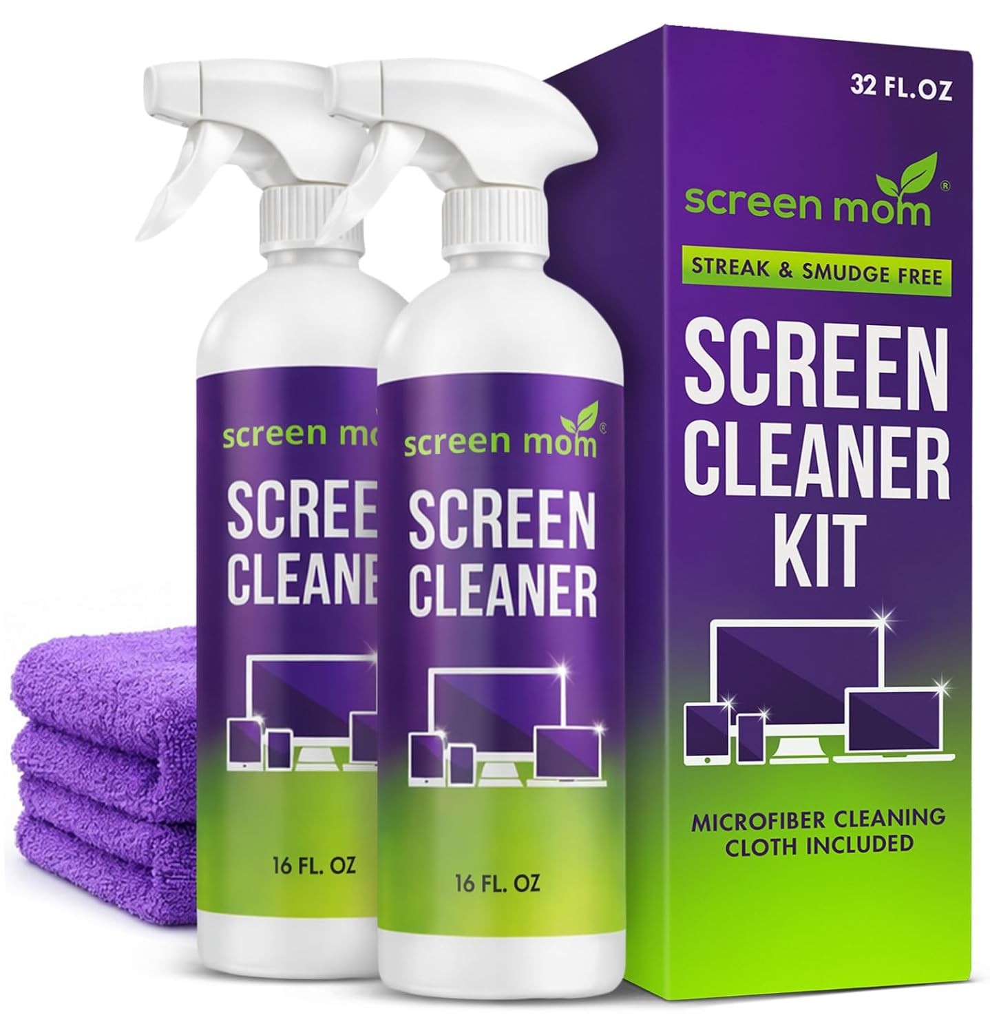Screen Mom Screen Cleaner Spray 2 Pack-16oz for TV, Car, Laptop & Computer