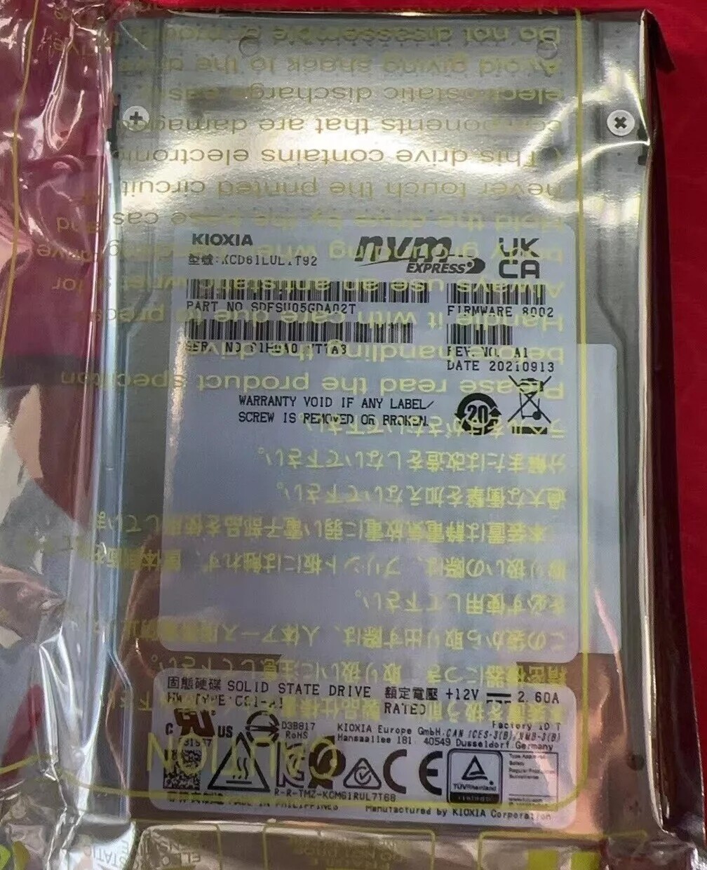compatible KIOXIA CD61.92TB SSD 2.5"U.3 KCD6ILUL1T92 NVME PCIe4.0 X4 1DWPD DRIVE