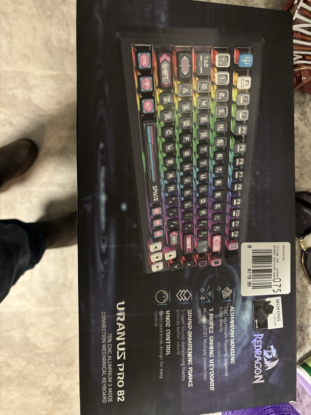 Redragon Uranus Pro 82 Mechanical Keyboard RGB Backlit Wired Wireless QWERTY