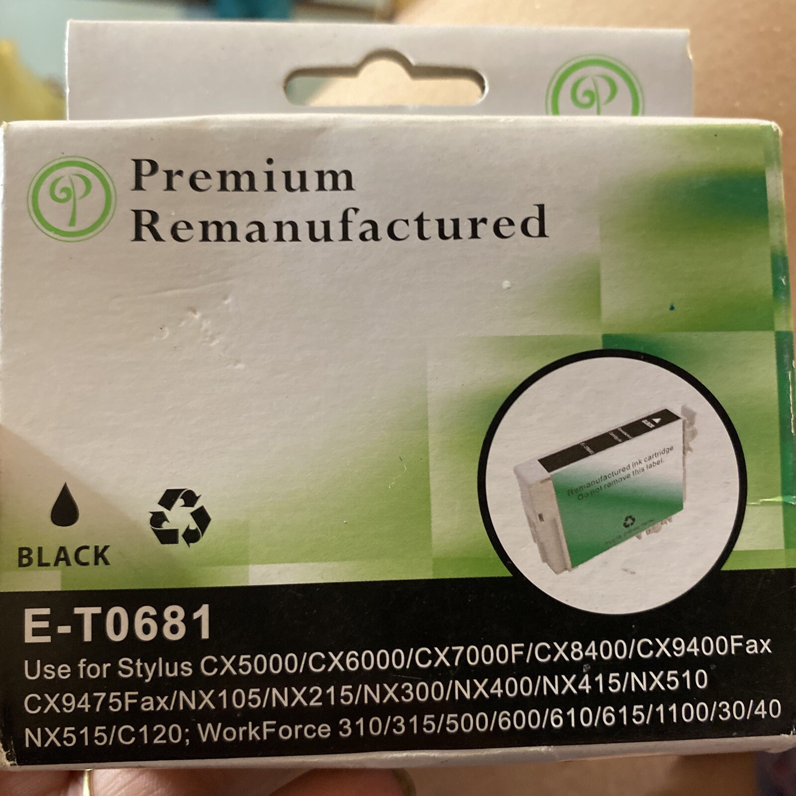 Green Project E-T0681 Black Ink Cartridge Replaces Epson T068120