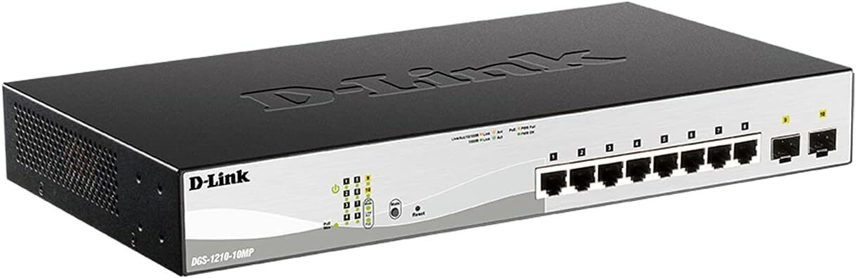 D-Link 8-Port Gigabit Smart Managed PoE+ Switch + 2 SFP Ports DGS-1210-10MP