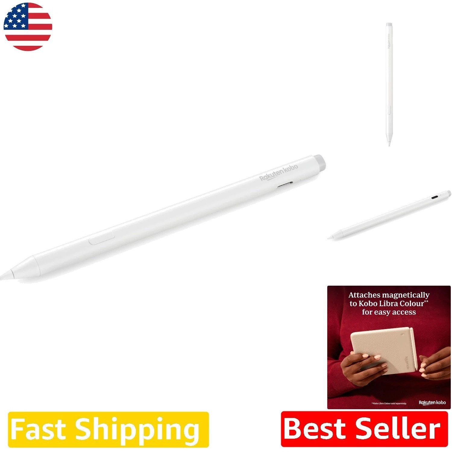 New Kobo Stylus 2 White: USB-C Rechargeable, Note-Taking, eReader Stylus