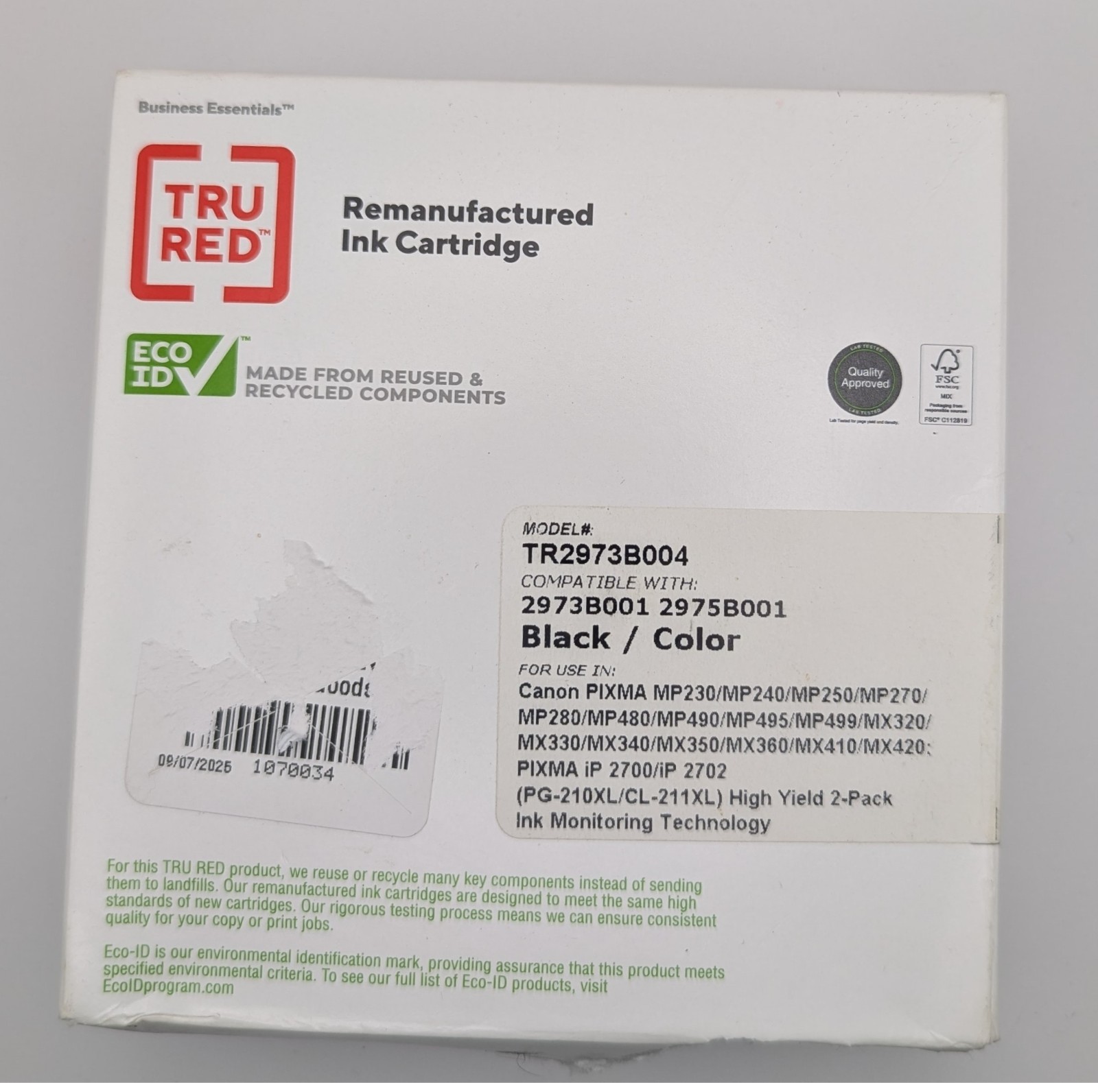 Tru Red Printer ink TR2973B004 Exp 11/22/21 Cannon Printers High Yield 2 Pack