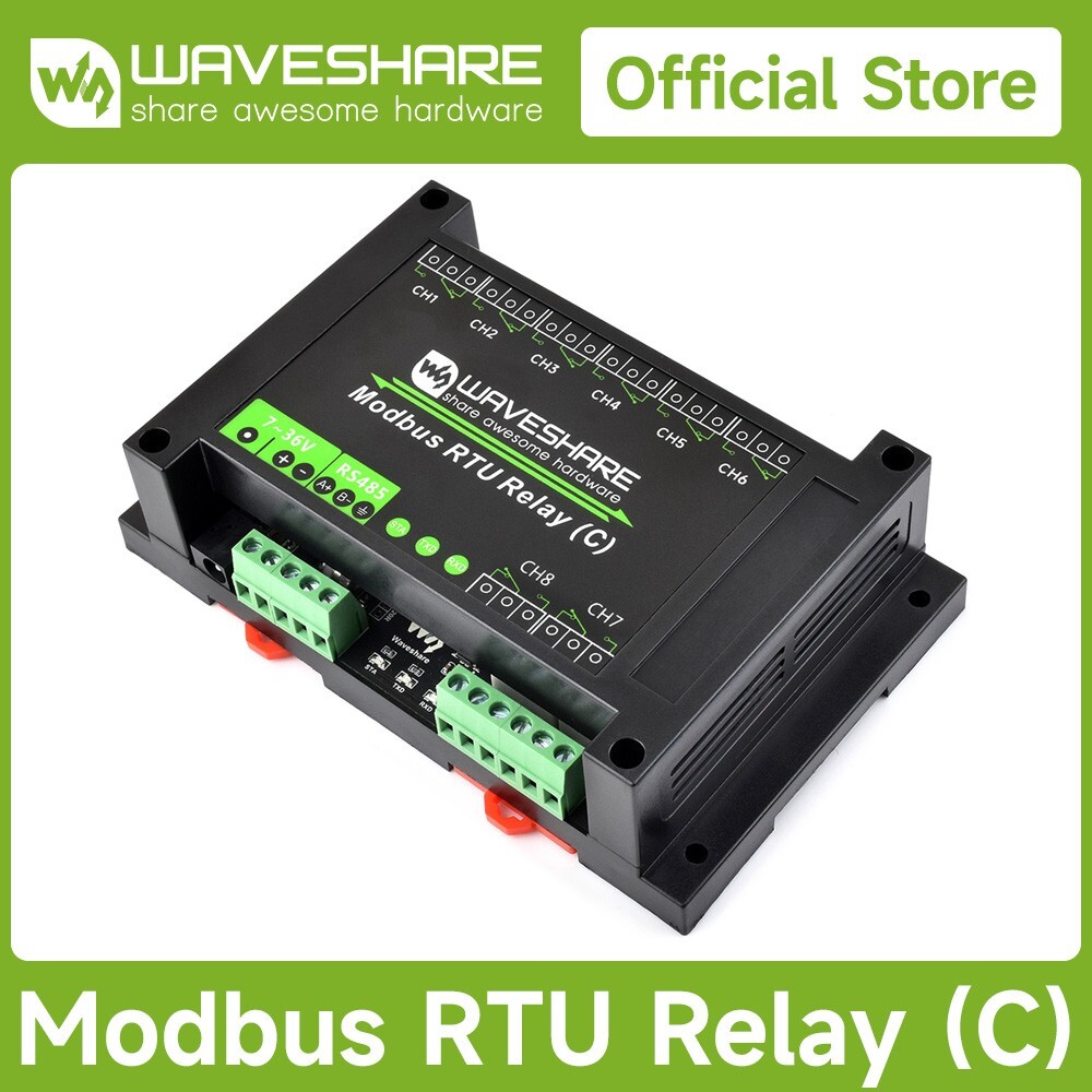 Waveshare Modbus RTU 8-ch Latching Relay Module (C) with RS485 Multi Isolation