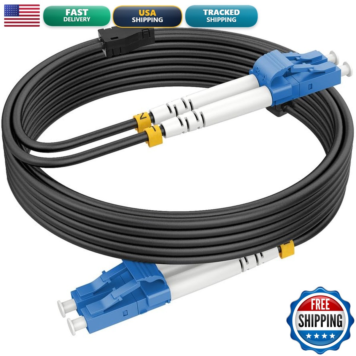RamboCables OS2 LC-LC Single Mode Fiber Patch Cable Armored 500ft/150m