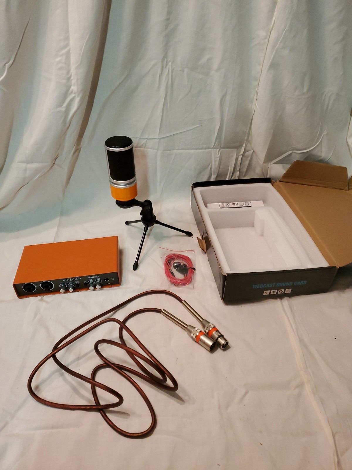 AOIEUUAI USB Audio Interface & Webcast Sound Card Bundle with Condenser Mic