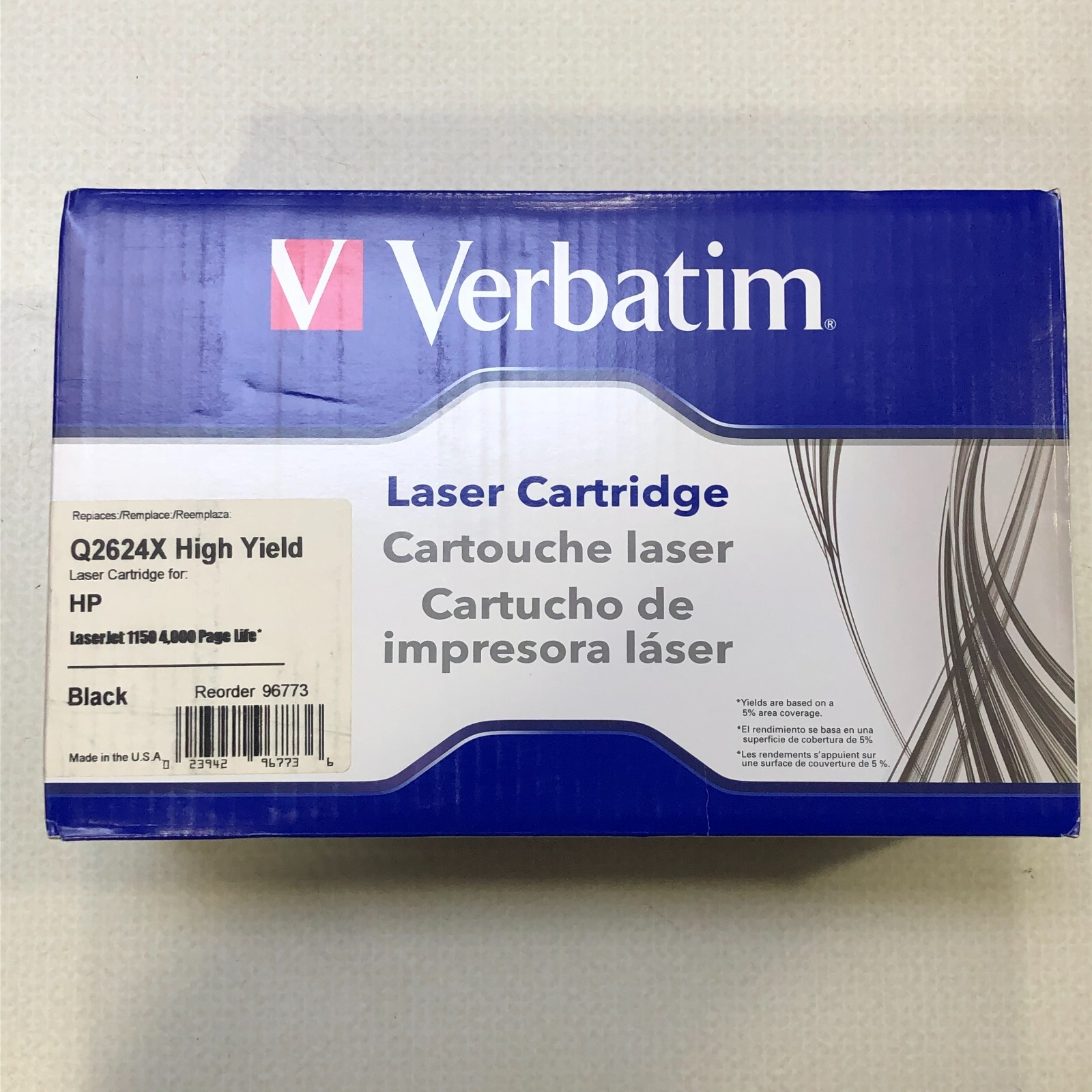 NEW SEALED VERBATIM BLACK LASER DRUM TONER CARTRIDGE HP 1150 Q2624X HIGH YIELD