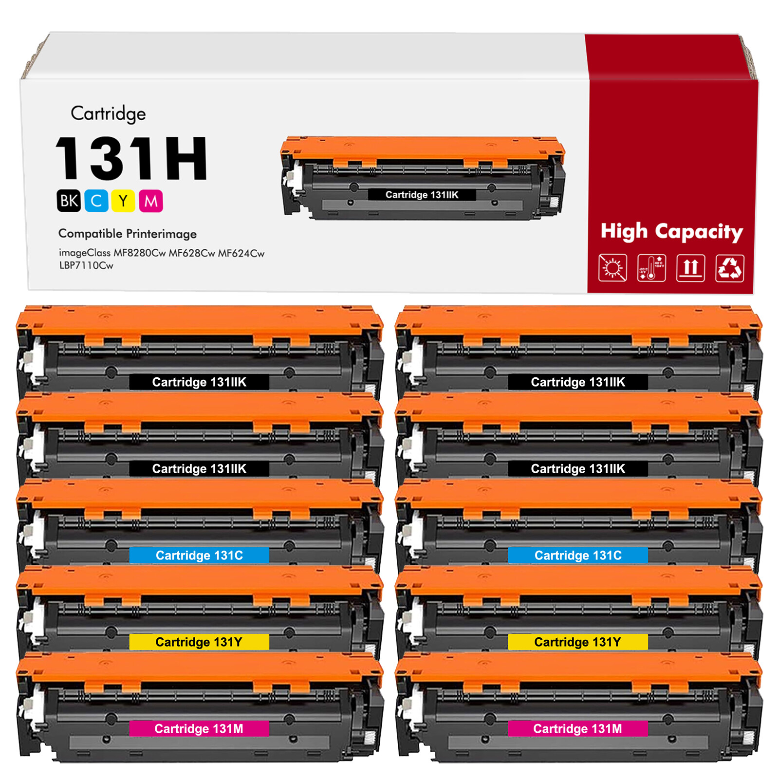 10x CRG131 BCYM Laser Toner Set For Canon 131 ImageCLASS LBP-7100CN MF8280 628CW