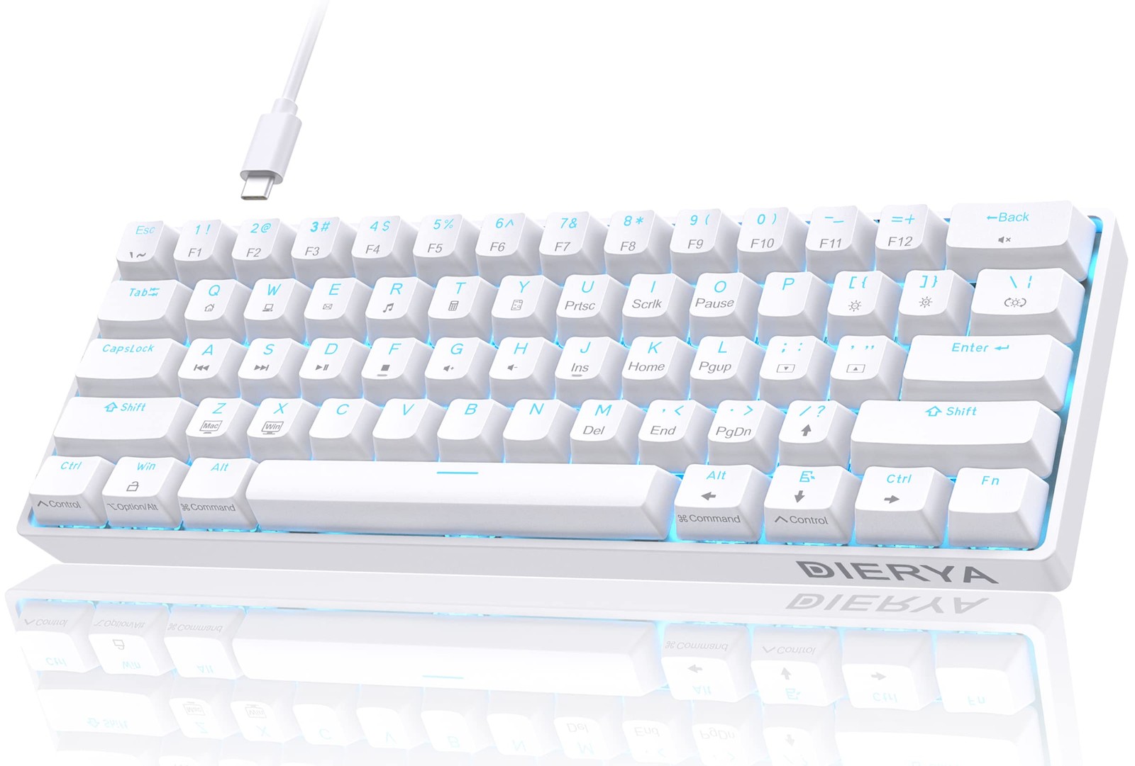 60% Mechanical Keyboard, DK61se Wired Gaming Keyboard with Red Switches, LED