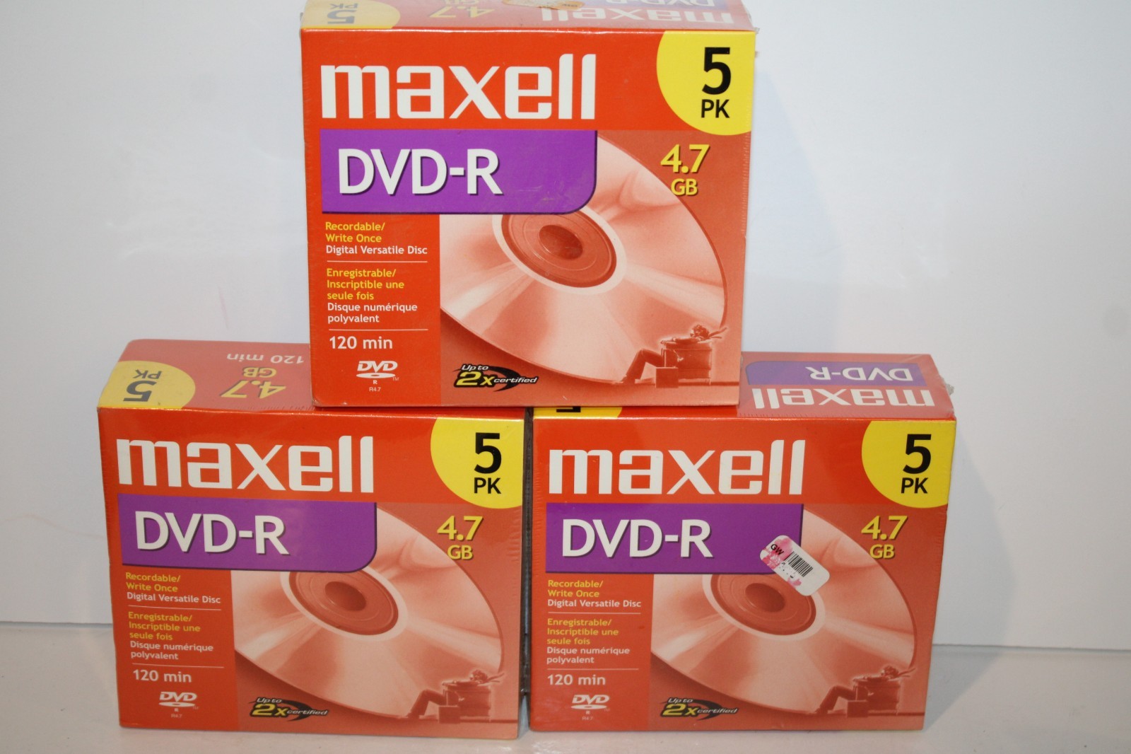 Maxell DVD-R 4.7GB 120 Min Recordable DVD Discs 5 Pack Lot of 3 Sealed 15 Total
