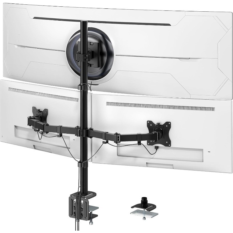 Triple Monitor Mount for Up to 49" Ultrawide and 32" Monitors per Side Arm,