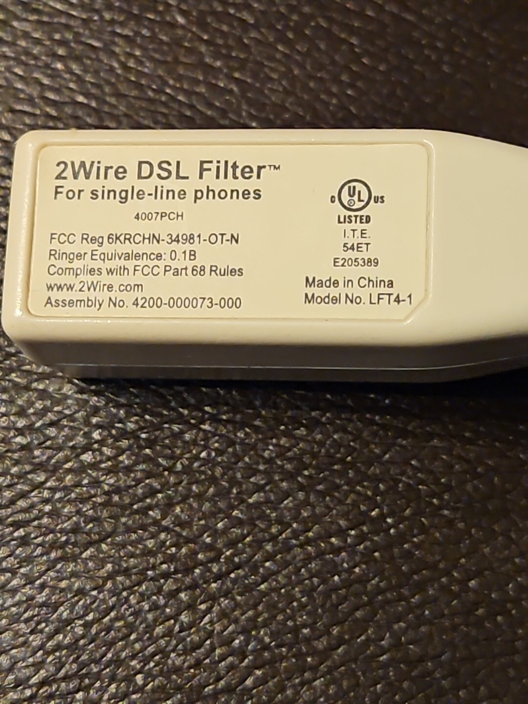 2 Wire DSL Filter for Single Line Phones