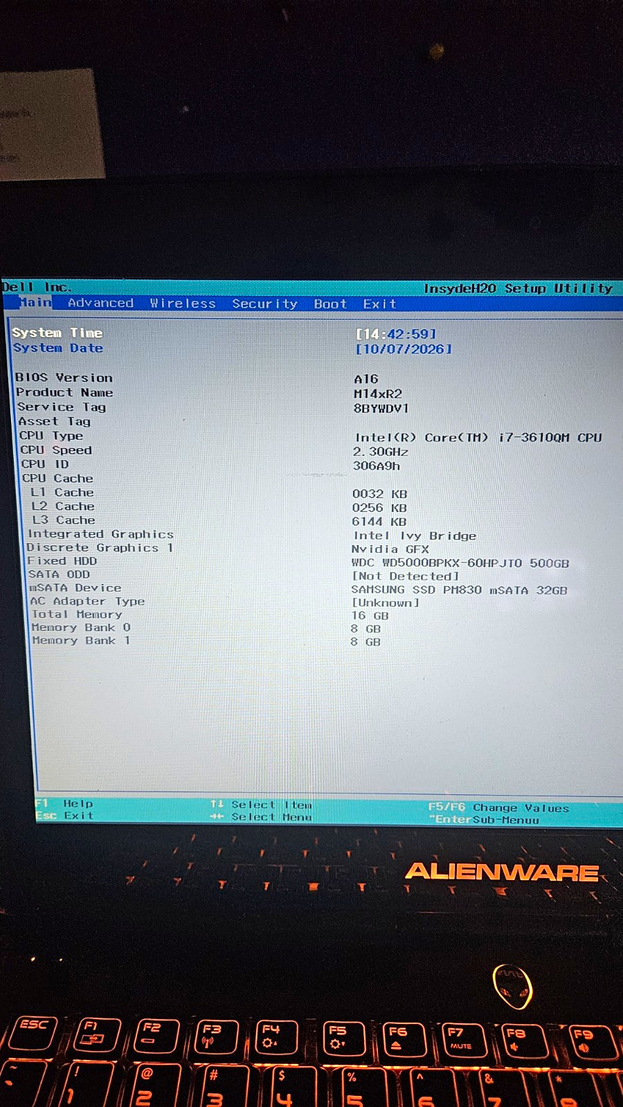 Dell Alienware M14x R2 Gaming laptop.