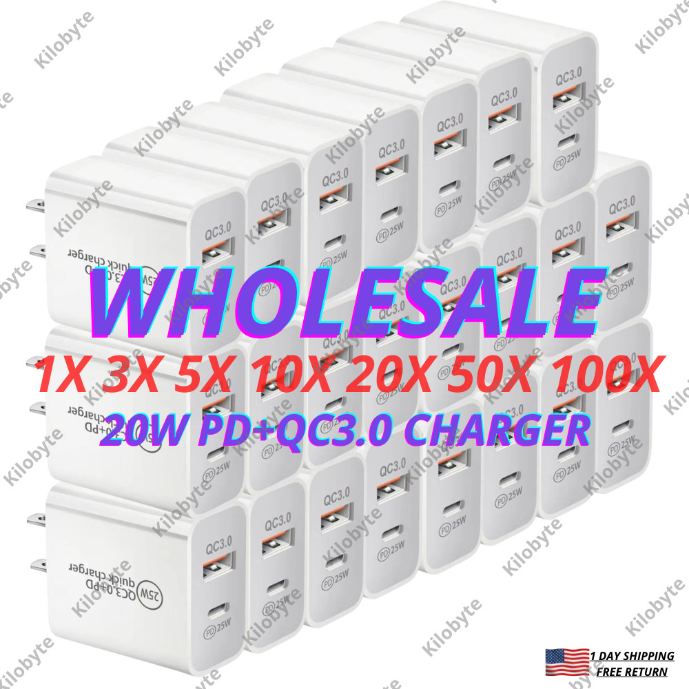 Lot QC3.0 PD 20W USB Type C Fast Wall Charger Adapter For iPhone 14 13 12 11 XR