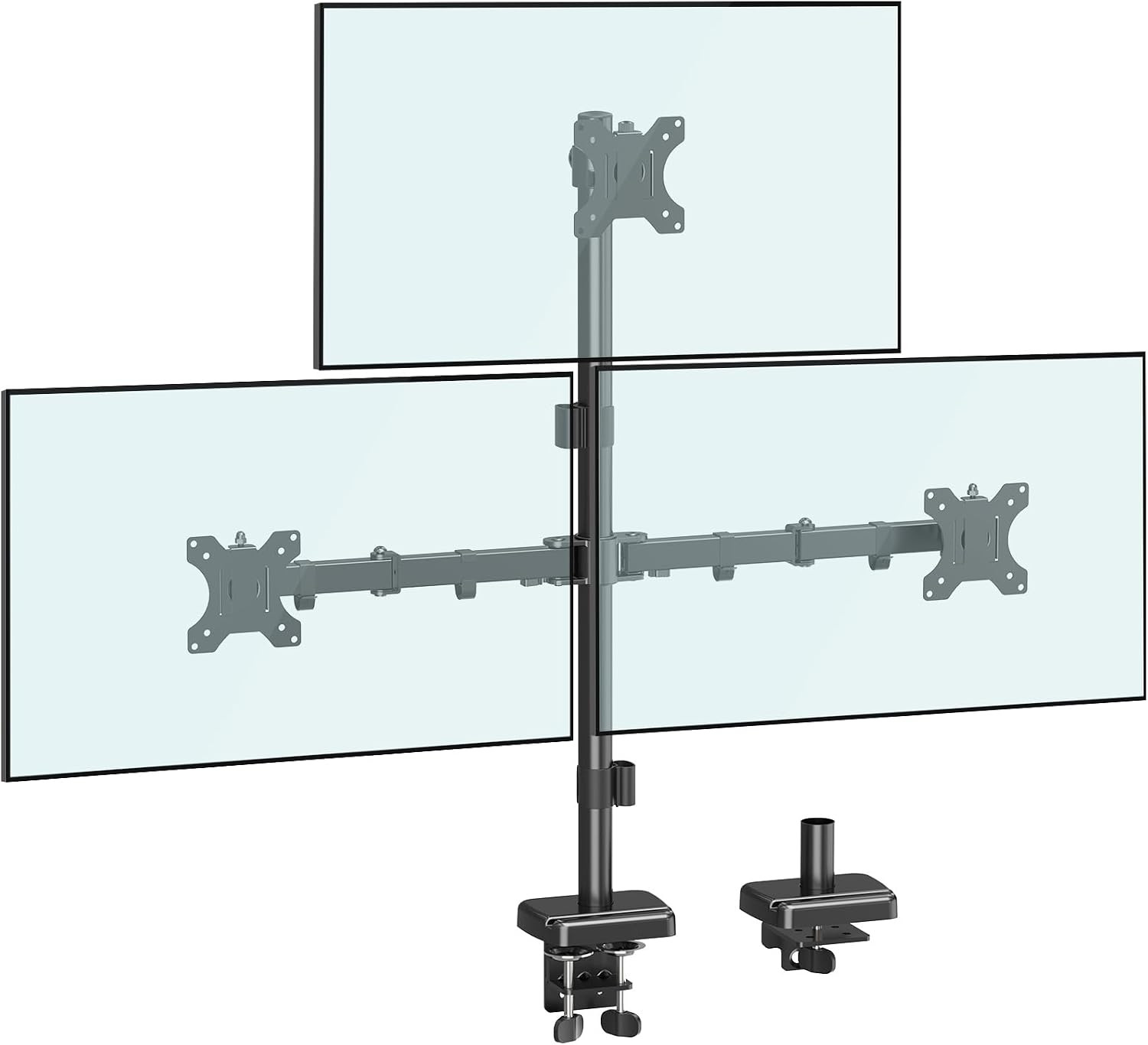 Triple Monitor Stand, Height Adjustable Monitor Desk Mount Fit for 17 to 32 Inch