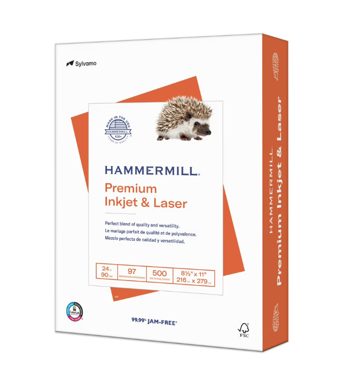 Hammermill Printer Paper, Premium Inkjet & Laser Paper 24 Lb, 8.5 x 11 - 1 Ream