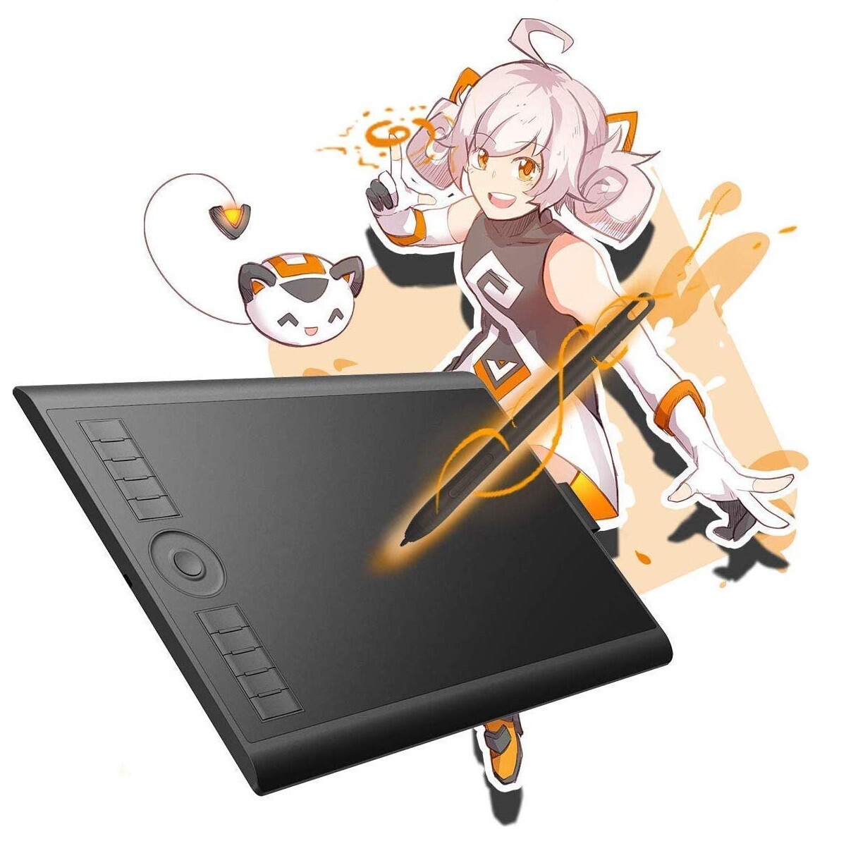 GAOMON M10K 2018 Graphic Drawing Tablet Battery-free Pen 10 Express Key 10X6 in
