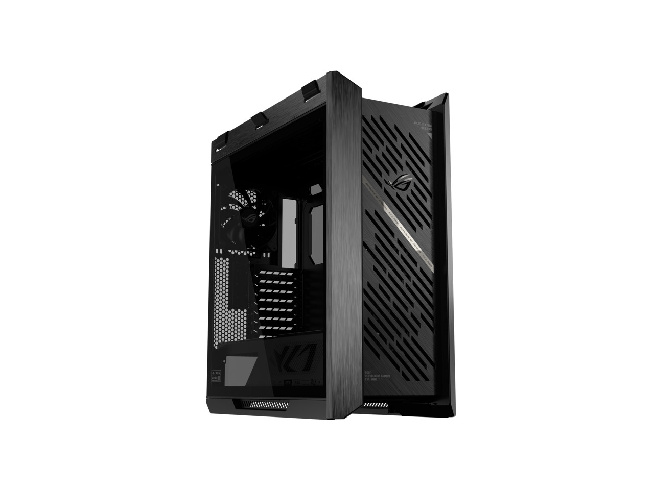 The ASUS ROG Strix Helios II is an EATX mid-tower gaming PC case featuring dual