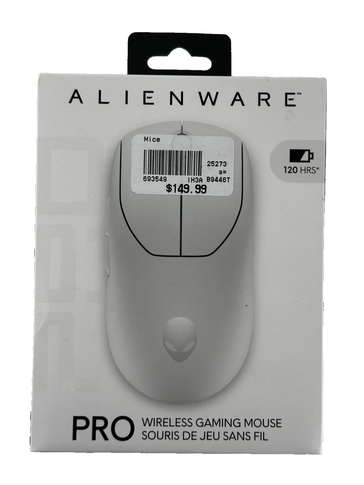 Alienware - Pro Wireless Optical Gaming Ambidextrous Mouse - Wired - Lunar Light