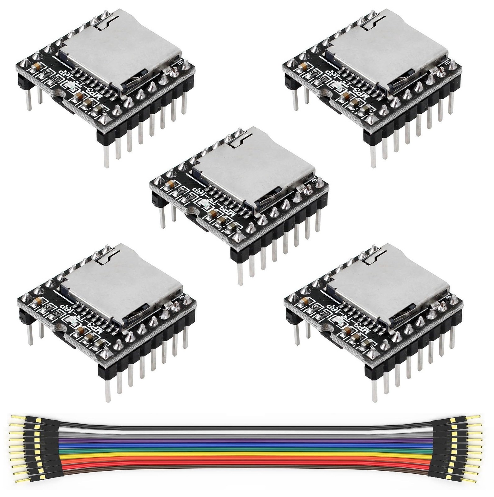 5Pcs DFPlayer Mini MP3 Player Module Support TF Card and U Disk Storage MP3 W...