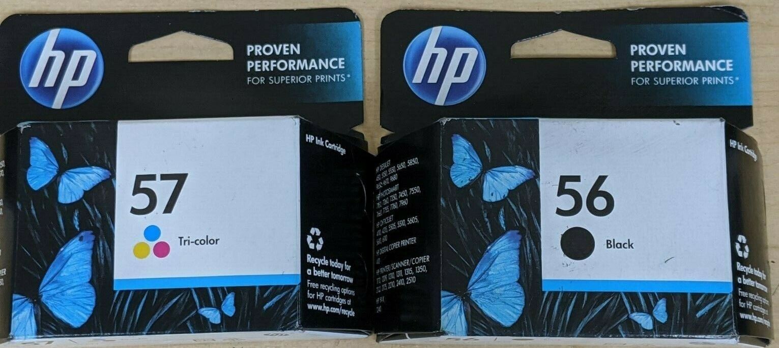 Set Factory Sealed Original HP 56 Black & 57 Color Ink Cartridges 2025