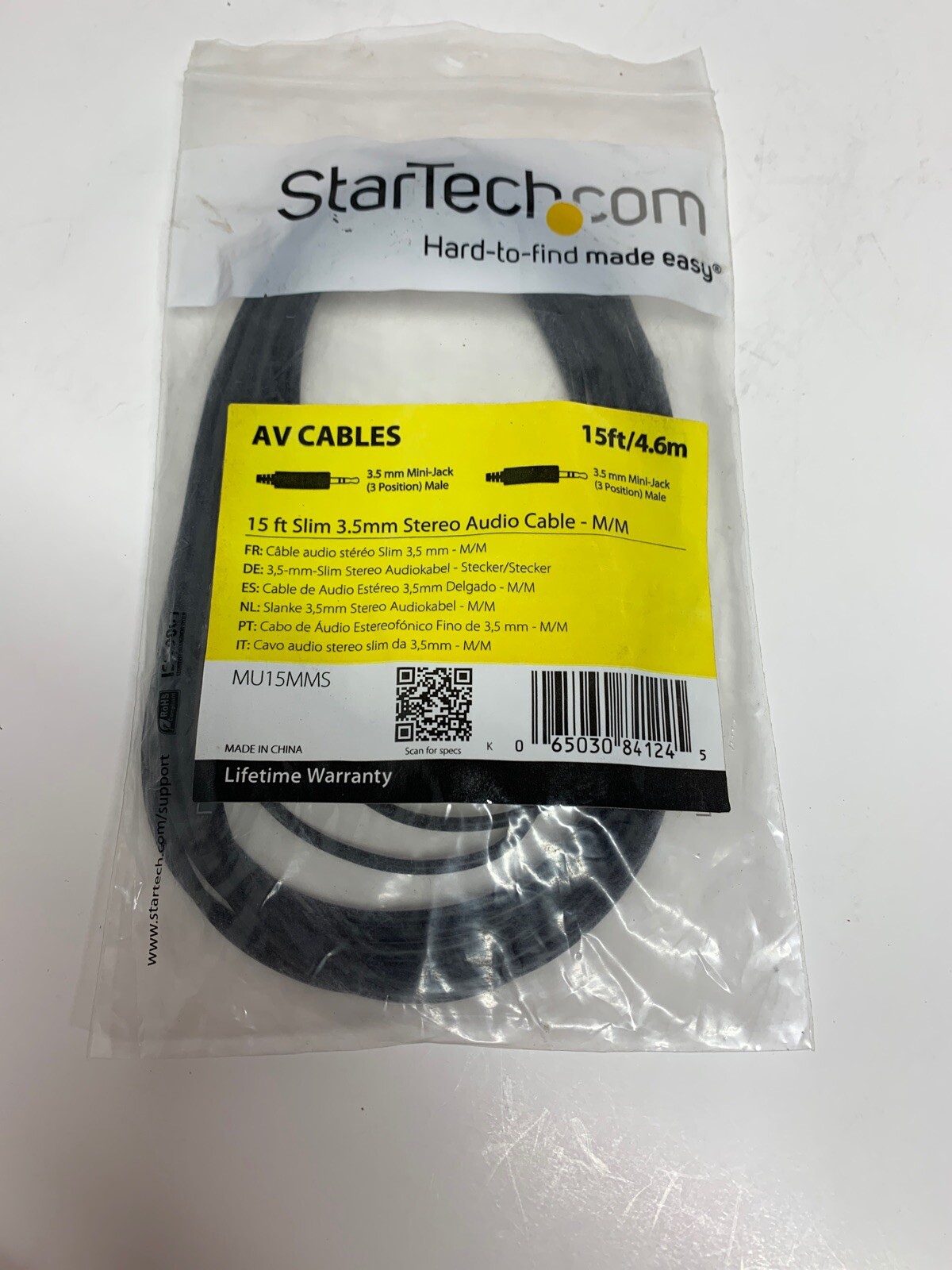 StarTech.com 15' Slim 3.5mm Stereo Audio Cable M/M