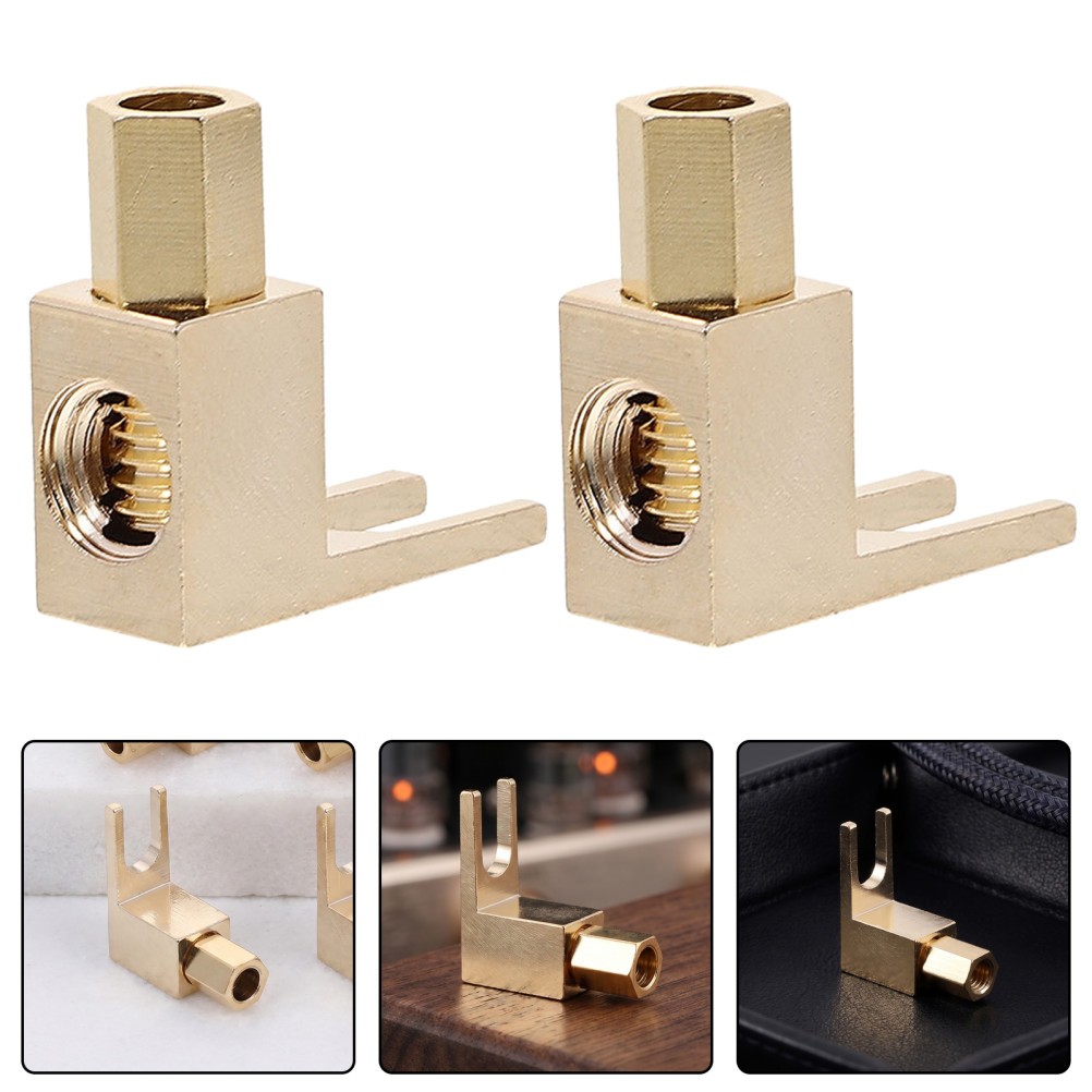 6Pcs Right Angle Copper Spade Fork Audio Connector Reusable for Sound Systems