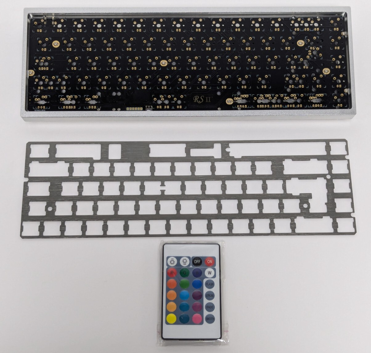 DROP X RED SCARF II+ VER.C 68-KEY CUSTOM KEYBOARD KIT, SILVER CASE, BLACK FEET,