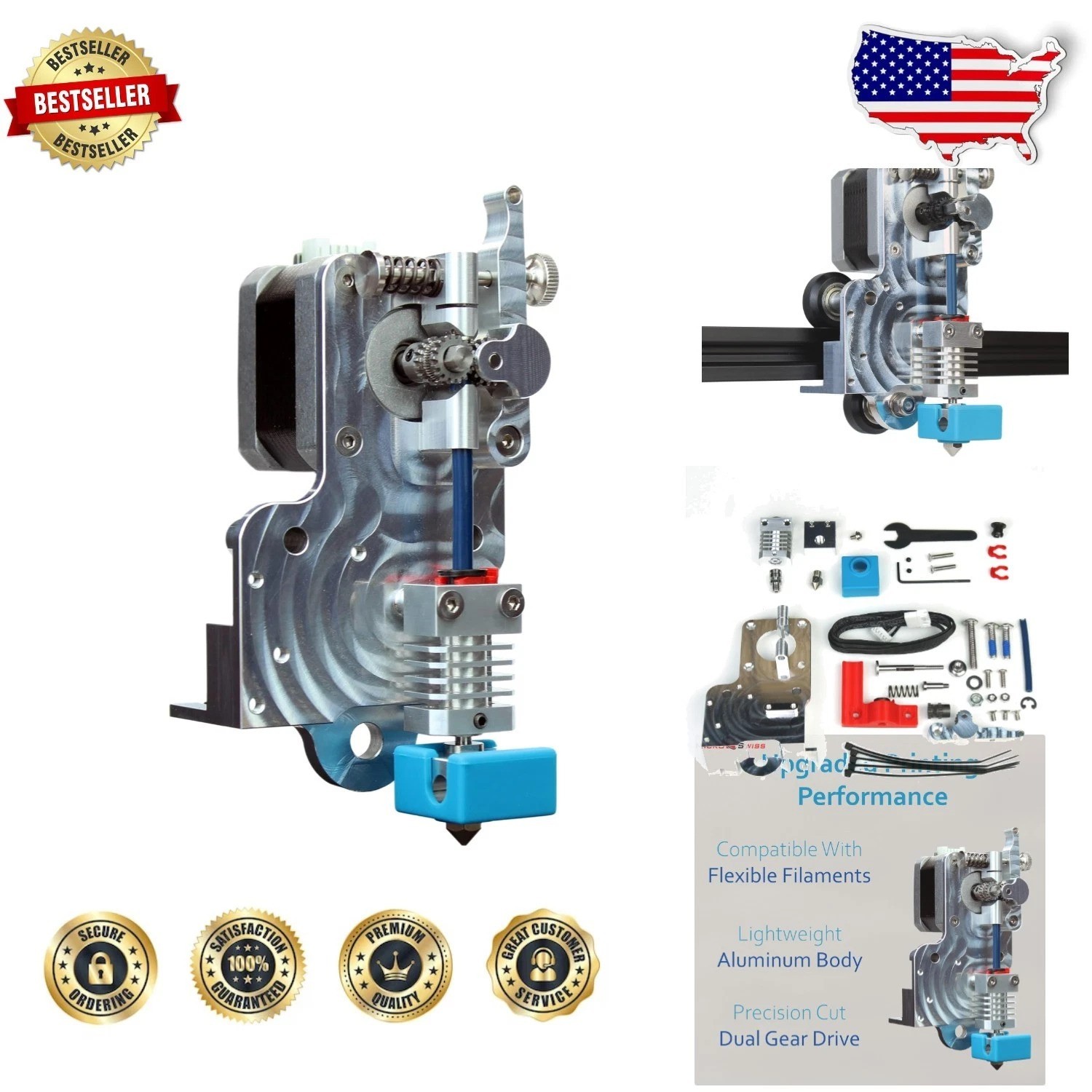 Direct Drive Extruder Micro Swiss for Ender 3 CR-10 - Durable Steel, .4mm Nozzle
