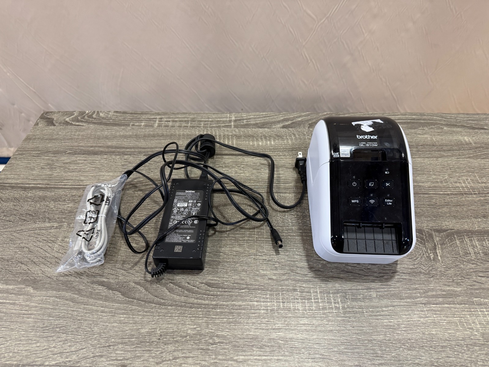 Brother QL-810W Wireless Label Printer WiFi USB Black/Red DK Rolls Power Adapter