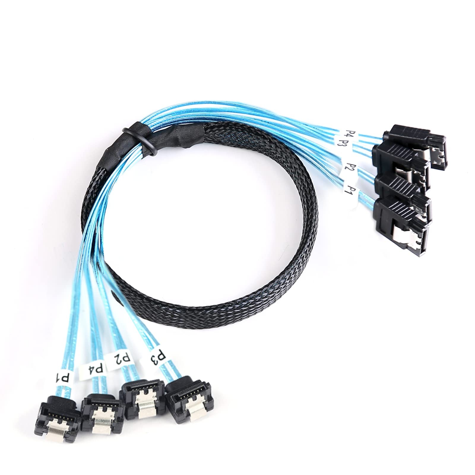 SATA III Cable 0.5M 4 PCS Set Thin 90 Degree Right Angle SAS 6Gbps 1.6FT Cord