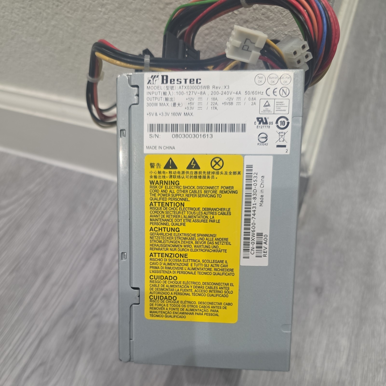Bestec Power Supply - Model # ATX0300D5WB - 300W Max