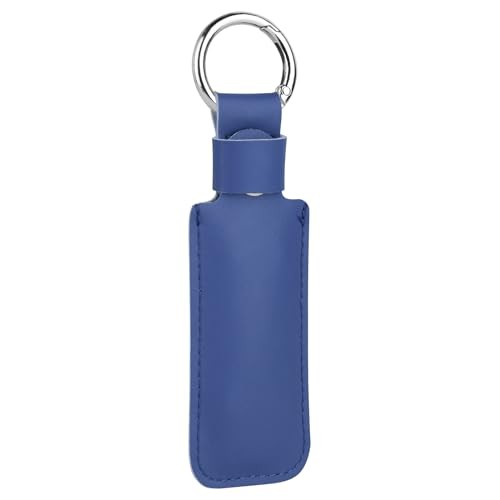 Microfiber Leather USB Flash Drive Case - Anti-Loss Keychain Holder, Navy Blue
