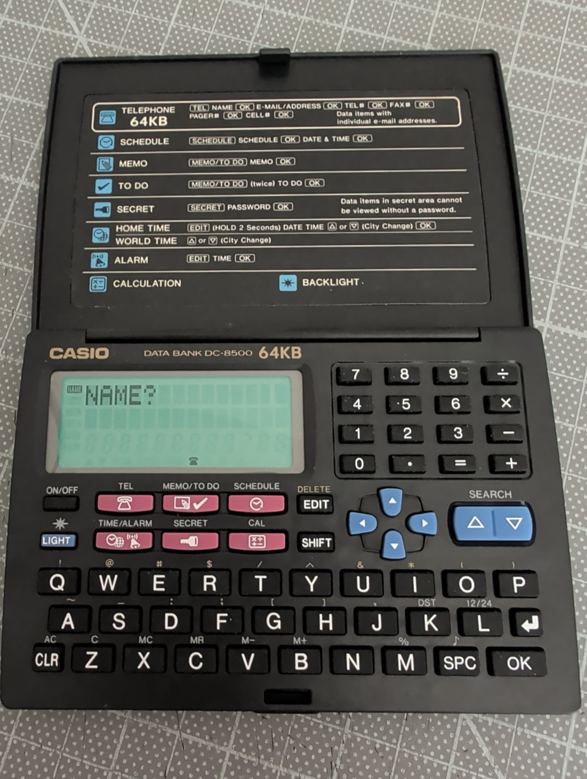 Casio Data Bank DC-8500 64KB Electronic Organizer • Working • Vintage