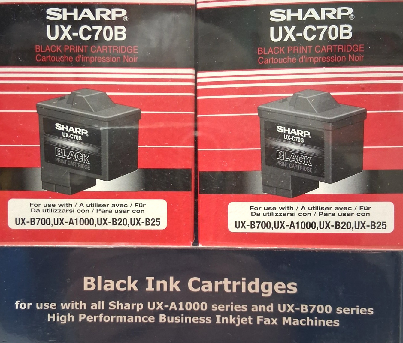 Genuine OEM - Sharp - UX-C70B - Black Ink Cartridge - Twin Pack - NEW - Sealed