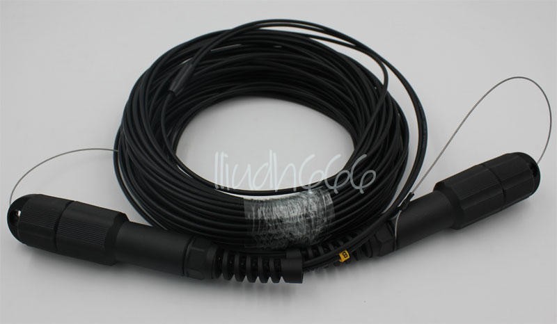 250M LC-LC UPC SM Duplex Armored Field TPU Optical Patch Cord Waterproof Head