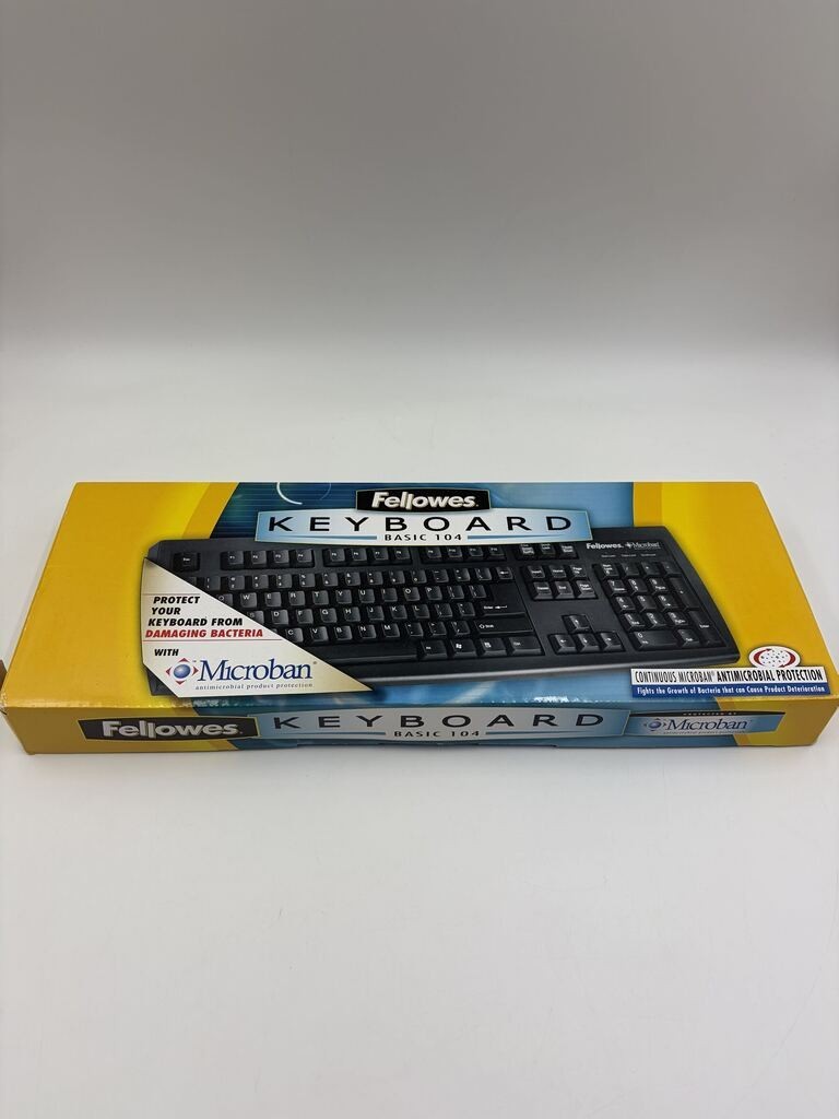 Fellowes Microban Basic 104 Keyboard Plug N' Play Antimicrobial Protection - NEW