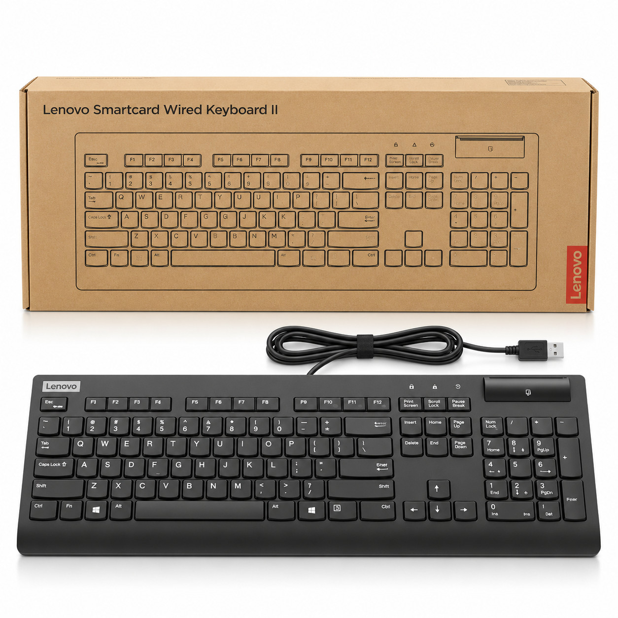 NEW - Lenovo KB319U Wired USB keyboard II With Smart Card - Factory Sealed